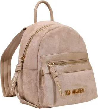 Love Moschino Suede-Effect Polyester Backpack - Beige
