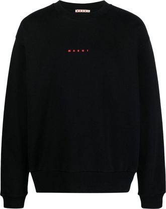 Marni logo-print crew-neck sweatshirt - men - Cotton - 48 - Black