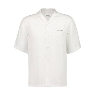 Alexander McQueen Overhemden, Heren, Wit, M, Gestreept Hawaiiaans overhemd