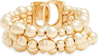 Nordstrom Triple Strand Beaded Bracelet in Gold at Nordstrom