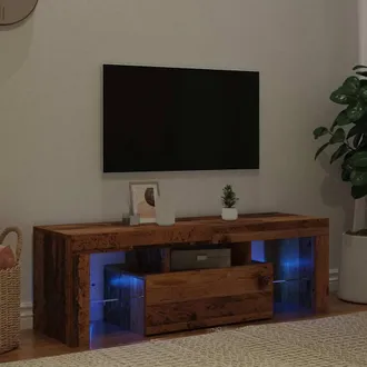 Berkfield Home TV Cabinet with LED Lights Old Wood 120x36.5x40 cm Engineered Wood in Brown