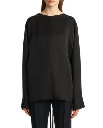 Khaite Long-Sleeved Top With Open Back And Ribbon Ties