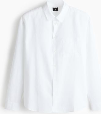 H&M Hemd aus Leinenmix in Relaxed Fit - White