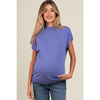 Pinkblush Mock Neck Knit Top in Periwinkle at Nordstrom, Size X-Large Short