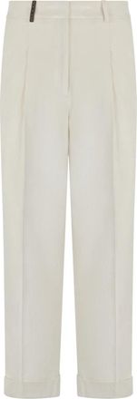 PESERICO Corduroy Broek - Dames - Straight fit broeken - Wit - L - Katoen - Broeken