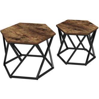Vicco Conjunto de mesa de centro Fyrk, Roble rústico, 57 x 57 cm 2 partes