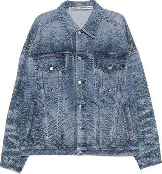 Alexander Wang marker-print denim jacket - Blue