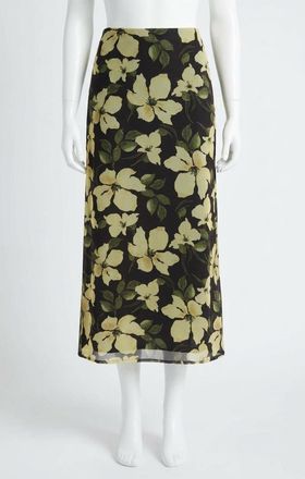 Z Supply Floral Mesh Midi Skirt In Black