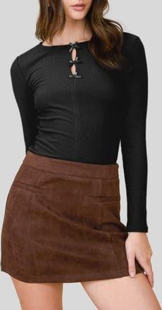 Blu Pepper Ribbon Trio Long Sleeve Knit Top in Black at Nordstrom Rack, Size Medium