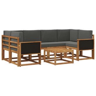 vidaXL Conjunto De Sof&aacute;s De Exterior 5 Pcs Natural Y Antracita Vidaxl