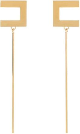 Elisabetta Franchi Earrings, female, Yellow, Size: ONE SIZE Earrings with logo and bar stud