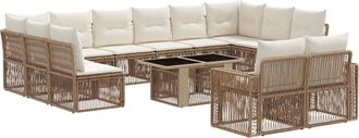 vidaXL Conjunto De Sof&aacute;s De Jard&iacute;n 13 Uds. Beige Y Blanco Crema Vidaxl
