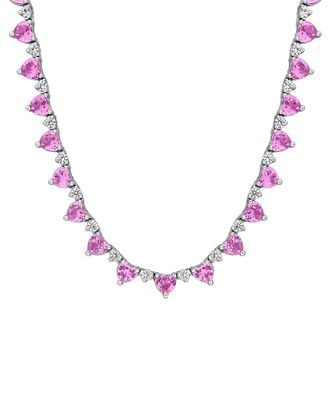 Rina Limor Silver 20.24 ct. tw. Lab-Grown Pink And White Sapphire Necklace