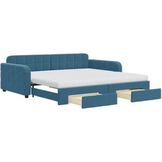 vidaXL Vidaxl - Sof&aacute; Cama Nido Con Cajones Terciopelo Azul 100x200 Cm
