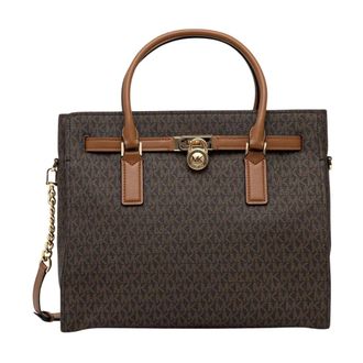 Michael Kors Tassen, Dames, Bruin, ONE Size, Hamilton Moderne Large Signature Logo Satchel