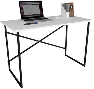 ebuy24 Ebuy24 - Vcm Mesa De Escritorio De Metal De Madera Escritorio De Trabajo Oficina Oficina Industria Styl Insasi (blanco)