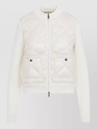 Moncler quilted long sleeve cardigan ribbed cuffs hem