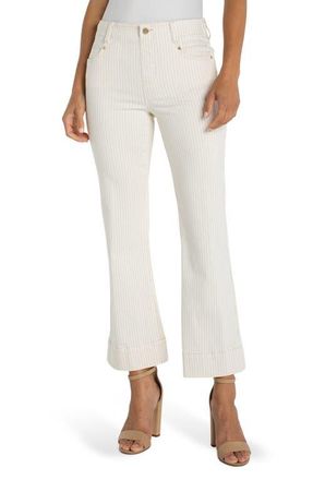 Liverpool L.A. Gia Glider Stripe Pull-On Crop Flare Jeans in Nautical Stripe at Nordstrom, Size 10