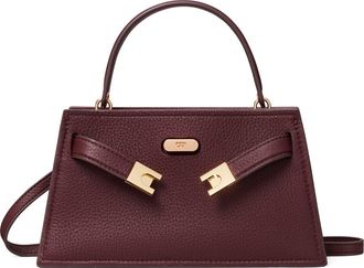 Tory Burch Mini Lee Radziwill Pebble Leather Satchel in Dark Carmine at Nordstrom