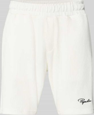 Pegador Shorts in Ripp-Optik mit Label-Stitching Modell SIGNAR in Offwhite, Gr&ouml;&szlig;e S