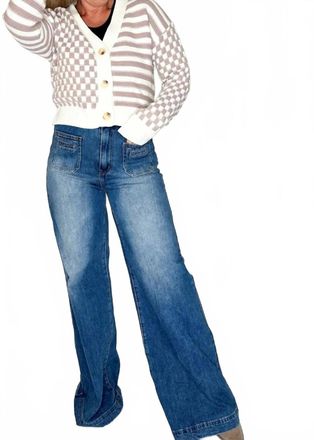 Hem & Thread Stripe And Checker Mixed Crop Sweater Cardigan In White Multi