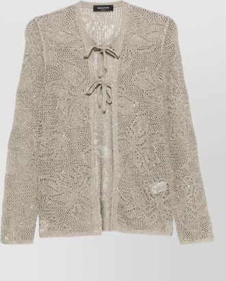 Fabiana Filippi long sleeve crochet cardigan sheer knit pockets