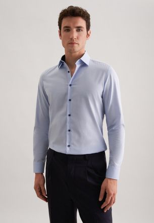 Seidensticker Businesshemd SEIDENSTICKER Schwarze Rose, Herren, Gr. XXL (45), normale &Auml;rmell&auml;ngen, blau, 100% Baumwolle, unifarben, tailored fit, 2-Knopf-Manschette