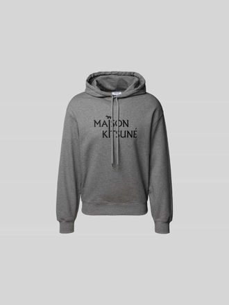 Maison Kitsun&eacute; Hoodie aus reiner Baumwolle in Anthrazit, Gr&ouml;&szlig;e XL