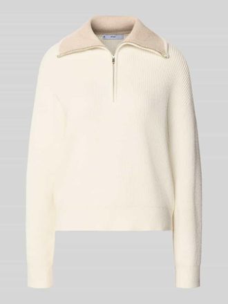 Mango Strickpullover aus Viskose-Mix mit Troyer-Kragen Modell RIZON in Beige, Größe XL