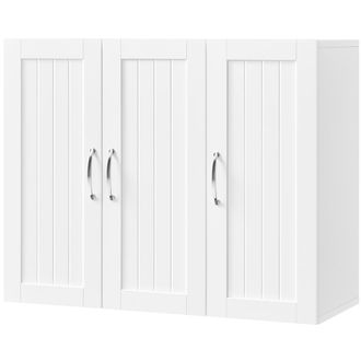Yaheetech Yaheetech - Armario De Ba&ntilde;o Pared 75 X 60 X 31 Cm Mueble Ba&ntilde;o Suspendido Con 3 Puertas Armario Colgante Para Cocina Cuarto De Ba&ntilde;o Altura Ajustable Bl