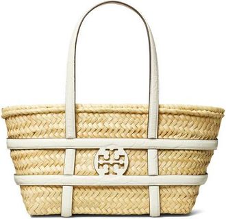 Tory Burch Ella Small Straw Basket Tote in Blanc at Nordstrom