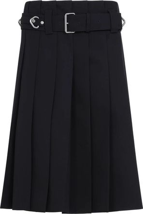 Prada Blauwe Rok Elegante Modieuze Collectie - Dames - Midirokken - Blauw - M - Wol - Rokken