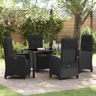 vidaXL Conjunto De Comedor De Jard&iacute;n 5 Pcs Negro Rat&aacute;n Sint&eacute;tico Vidaxl