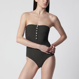 Toteme Strapless one-piece swimsuit dark green