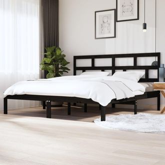 Berkfield Home Bed Frame Black Solid Wood Pine 200x200 cm