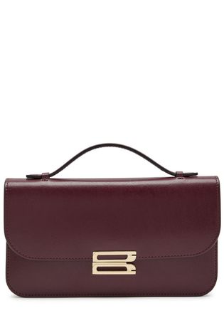 Victoria Beckham Dorian Pochette Grained Leather bag - Burgundy - One Size