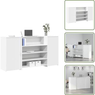 vidaXL The Living Store Scrivania per Reception Bianca 200x50x103,5 cm in Legno Massello - Bancone reception