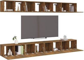 Berkfield Home TV Cabinets 8 pcs Smoked Oak 60x30x30 cm Engineered Wood in Brown | Size: 60 x 30 x 30 cm