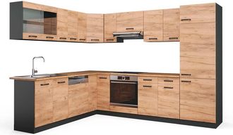 Vicco Cocina Esquinera R-line, Oro Power Roble/antracita, 227 X 287 Cm, Et Roble