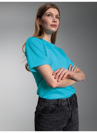 Trigema T-Shirt TRIGEMA TRIGEMA T-Shirt aus 100% Baumwolle, Damen, Gr. XXL, blau (azur), Single Jersey, 100% Baumwolle, Basic, lang, Rundhals, Shirts T-Shirt