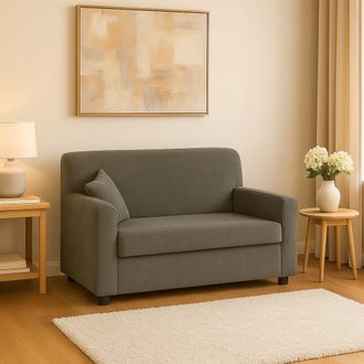 Dmora Sof&aacute; Moderno De Tela De 2 Plazas, Made In Italy, Sof&aacute; Para Apartamentos Peque&ntilde;os, Con Cojines, 125x73xh85 Cm, Color Gris, Con Embalaje Reforzado - Dmo