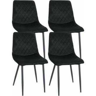 Clp Clp - Set De 4 Sillas De Comedor Telde En Terciopelo Negro