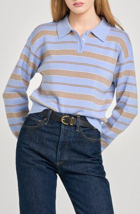 Wayf Carter Stripe Polo Sweater in Blue Stripe at Nordstrom, Size X-Small