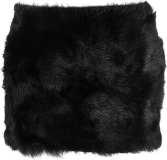 DAVID KOMA fleece-texture leather miniskirt - women - Polyester/Sheep Skin/Shearling/Viscose - 10 - Black