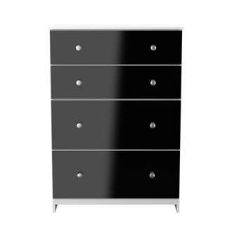 Lewis's Yarmouth 4 Drawer Deep Chest in Black & White Matt - Ready Assembled - Lewiss Home | TJ Hughes