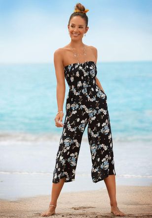 Lascana Womens Floral Strapless Culotte Jumpsuit