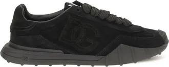 Dolce & Gabbana Black Calf Leather Bos Taurus Athletic Mens Sneakers