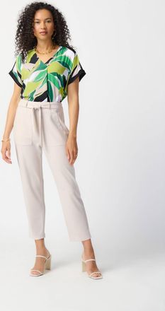 Joseph Ribkoff Leaf Print Slip-On Top In Vanilla Multi