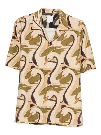 Paul Smith swan-print shirt - men - Viscose/Polyamide - M - Neutrals
