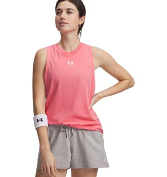 Under Armour Trainingstop UNDER ARMOUR UA RIVAL MUSCLE TANK, Damen, Gr. XXL, bittersweet pink,, wei&szlig;, Obermaterial: 57% Baumwolle, 38% Polyester, 5% Elasthan, Rund